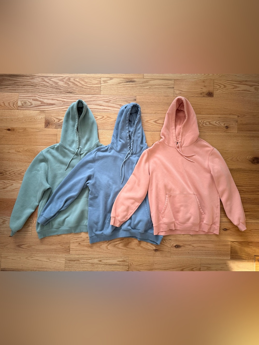 H&M Relaxed Fit Hoodie Trio - Mint, Sky Blue, Peach